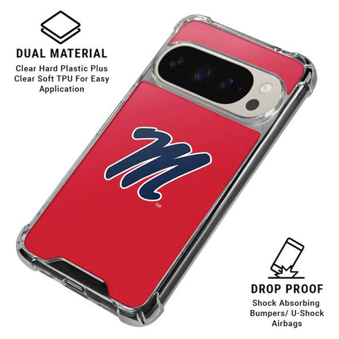 University of Mississippi Ole Miss Logo Red Pixel 9/9 Pro Clear Case
